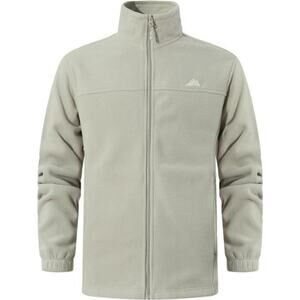 Men's Soft Polar Fleece Jacket with Pockets Lightweight Outdoor Light Grey Color